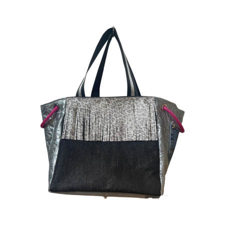 Cube 30 denim nero e tessuto olografico