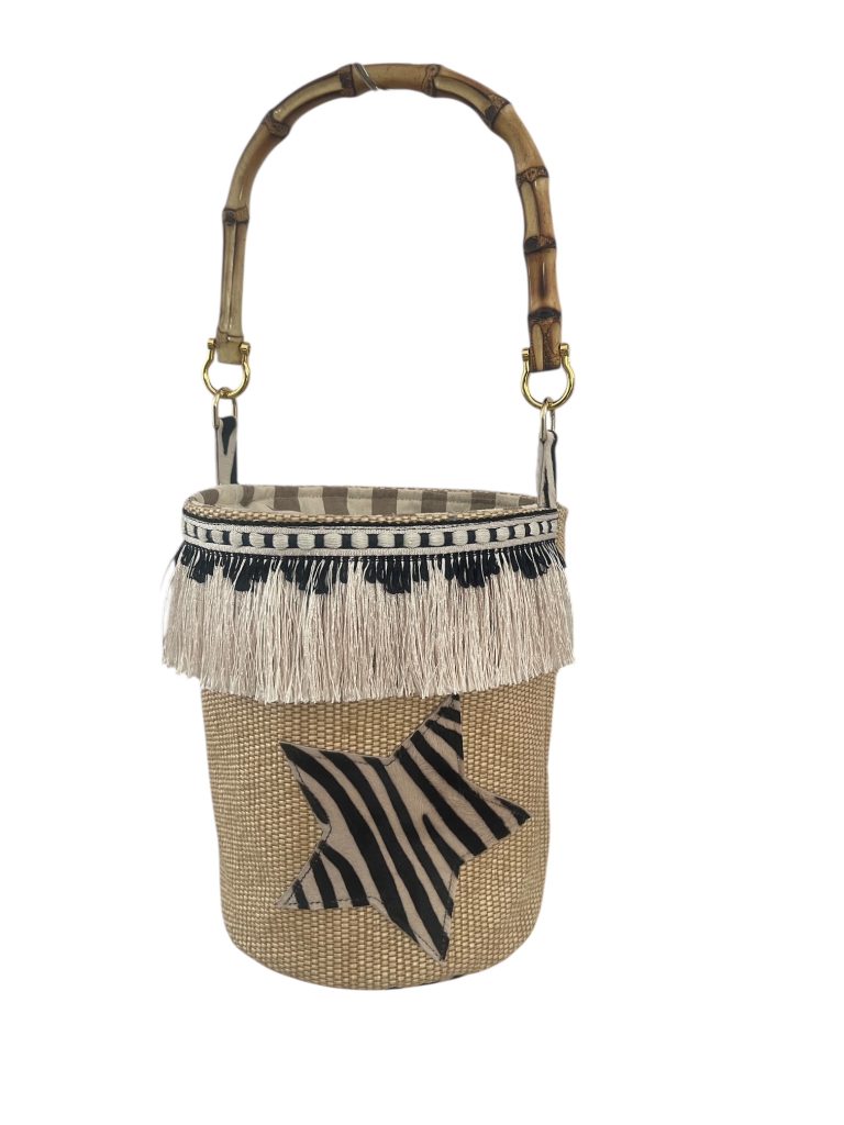 Cilindro bag rafie e pelle zebrata