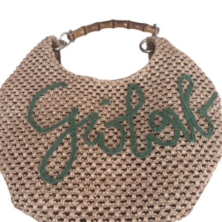 Summer bag round "Banana" in rafia