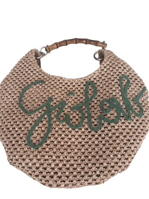 Summer bag round "Banana" in rafia